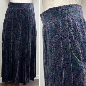 Vintage Talbots Paisley Velvet Midi Skirt
